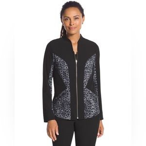 Zenergy by Chico’s Sport Jacket Zip Up Black/Gray Cheetah